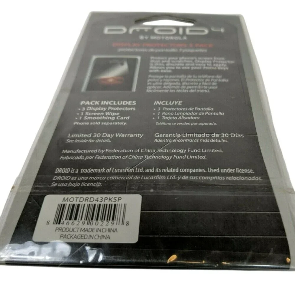 Droid 4 By Motorola Display Protectors 3-Pack With Screen Wipe & Smoothing Card
